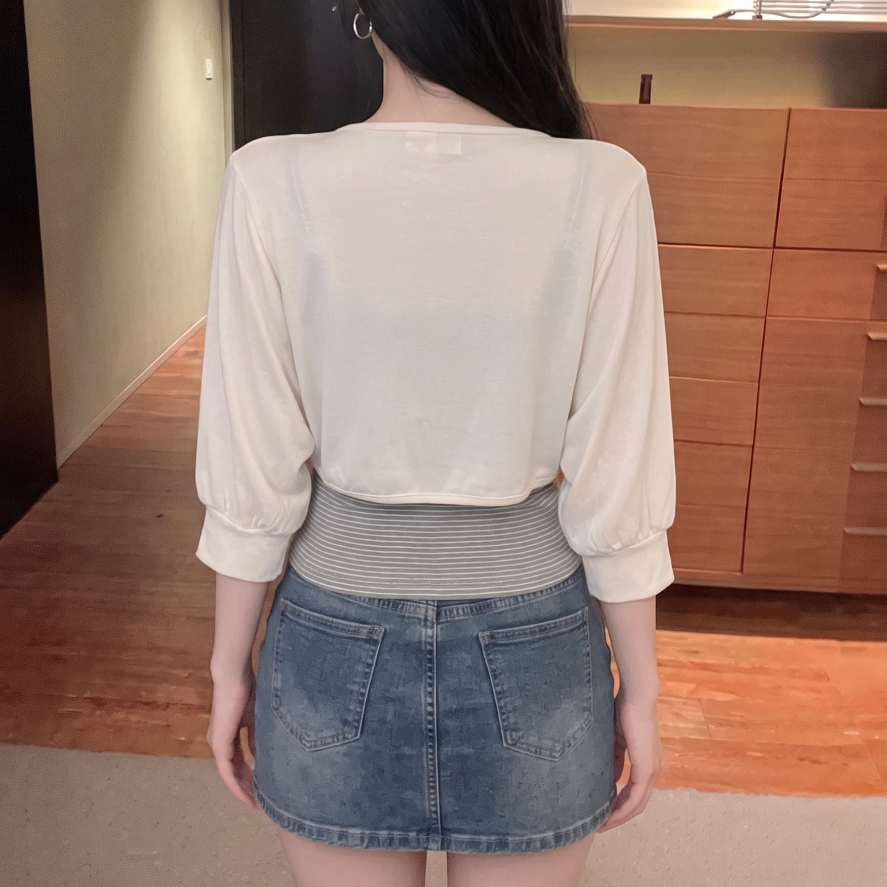 실사 이른 가을 스택 착용 나비 넥타이 랜턴 고유 한 Chic 긴팔 캐미솔 투피스 세트 맨위 이미지 6