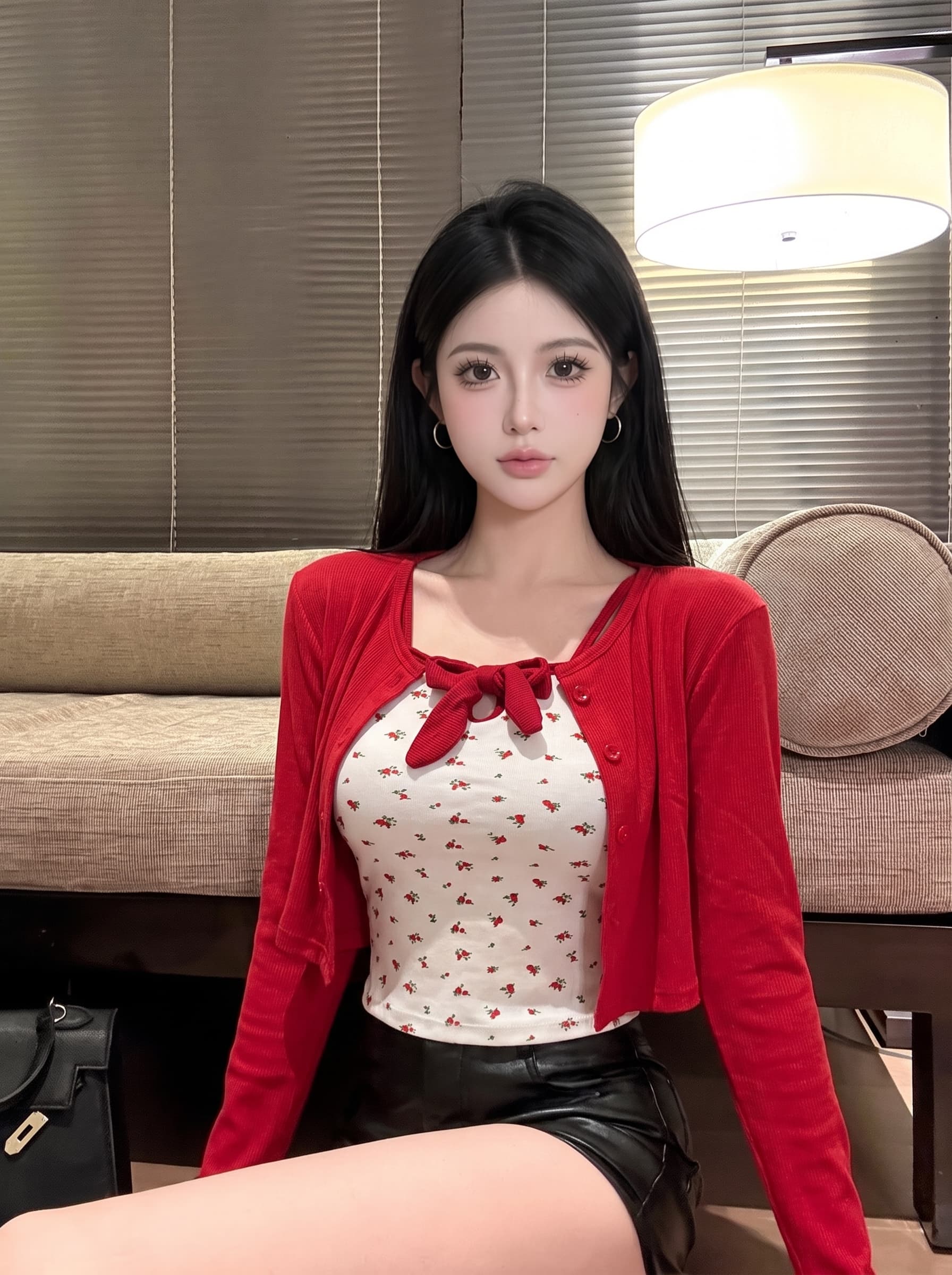 실사 순수한 욕망 꽃무늬 캐미솔 여름 벨트 가슴 패드 나비 매듭 디자인 센스 몸매 가꾸기 슬림해 보이는 민소매 맨위 상세 이미지 1