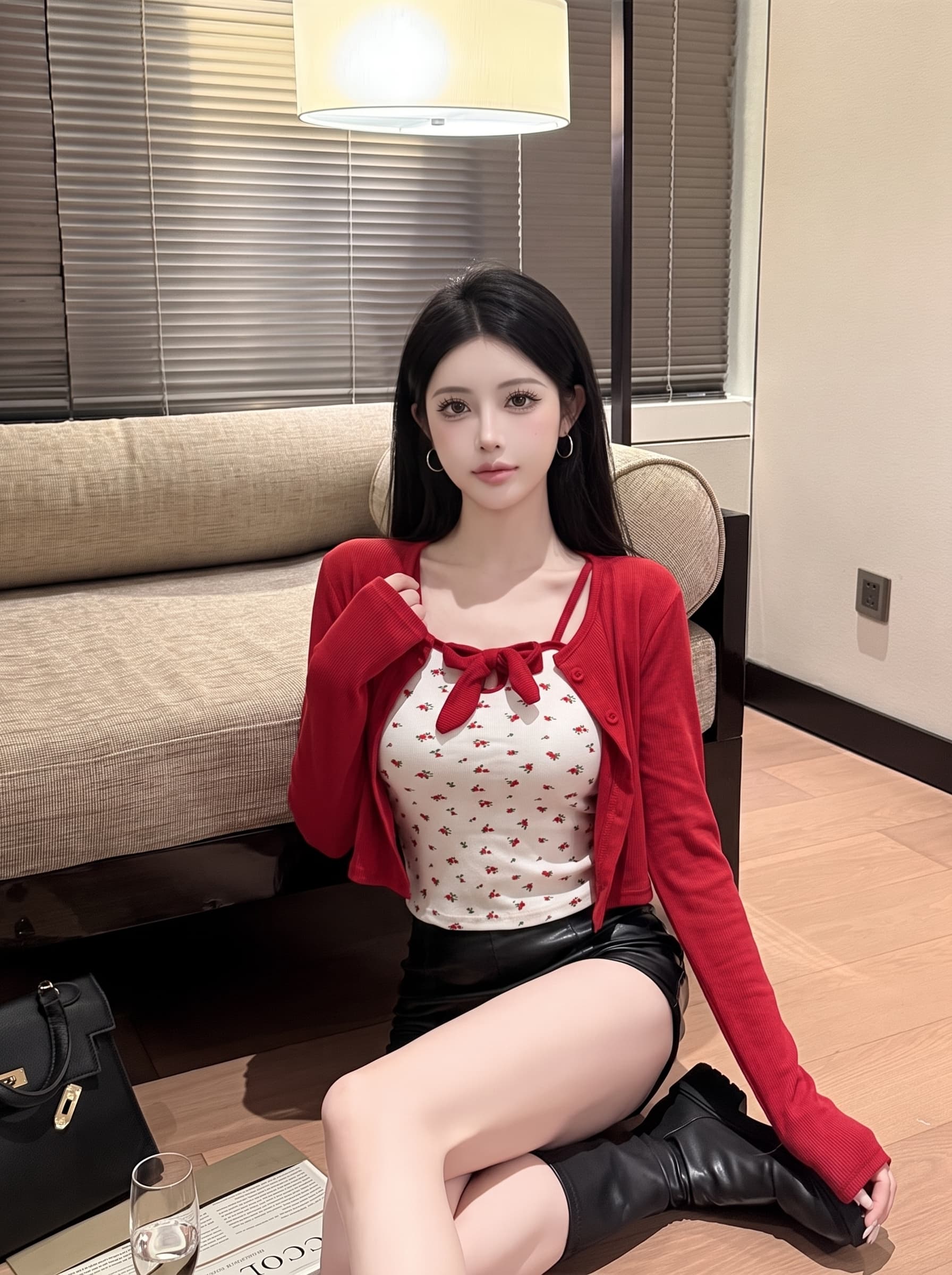 실사 순수한 욕망 꽃무늬 캐미솔 여름 벨트 가슴 패드 나비 매듭 디자인 센스 몸매 가꾸기 슬림해 보이는 민소매 맨위 상세 이미지 2