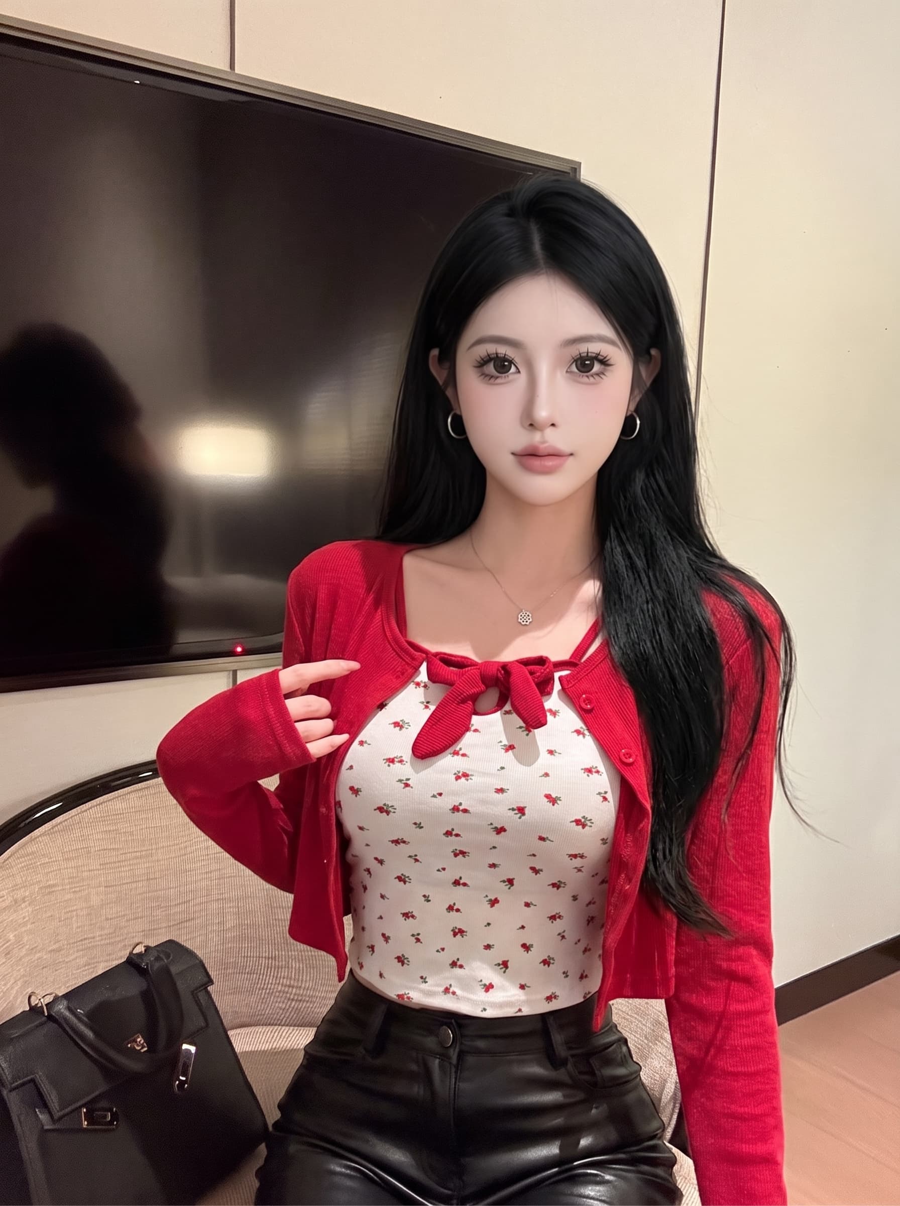 실사 순수한 욕망 꽃무늬 캐미솔 여름 벨트 가슴 패드 나비 매듭 디자인 센스 몸매 가꾸기 슬림해 보이는 민소매 맨위 상세 이미지 3