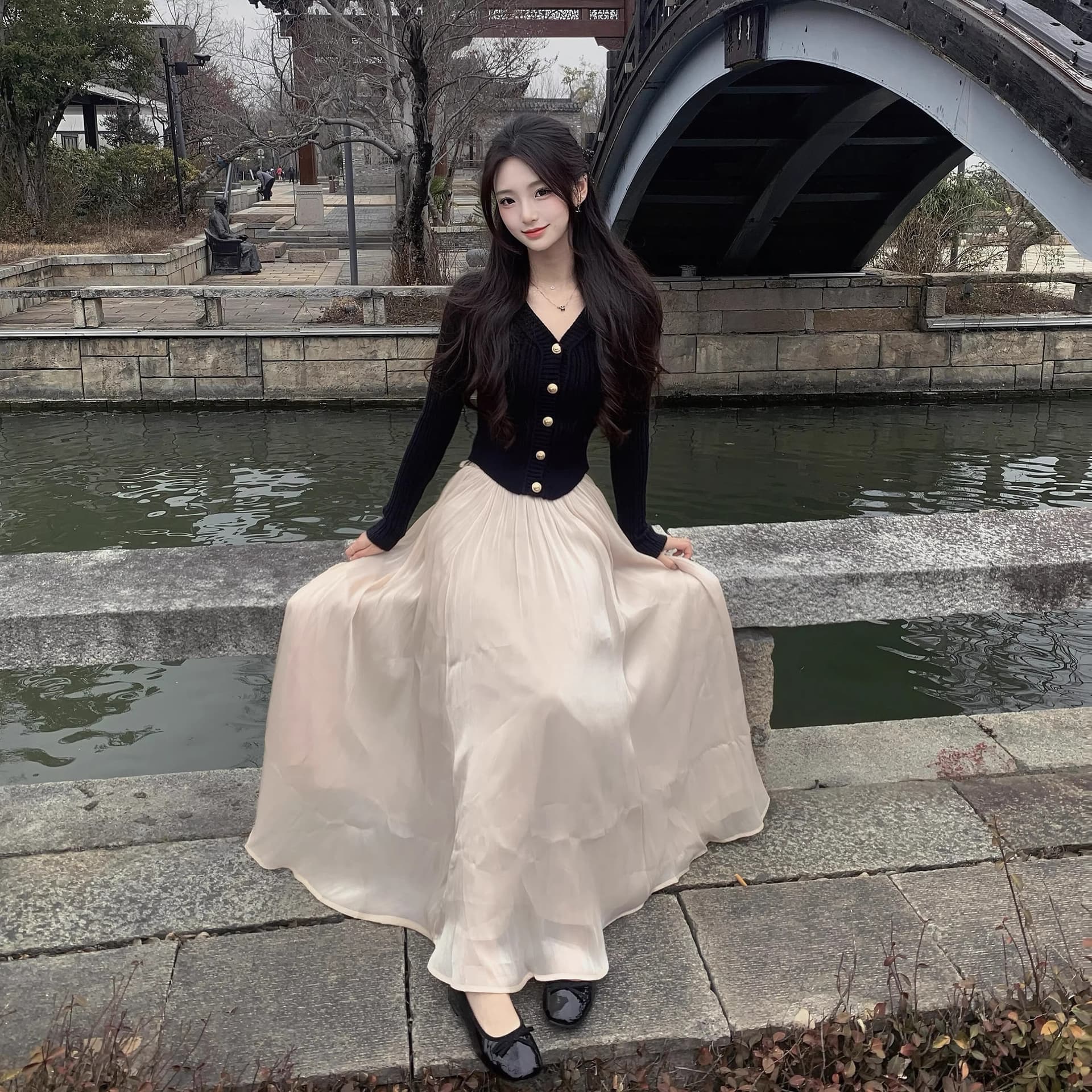 깃발 실 플리츠 반신 스커트 여성 여름 2026 새로운 작은 키 하이웨이스트 슬림해 보이는 도루 센스 한 마디 큰 진자 롱 스커트 이미지 5