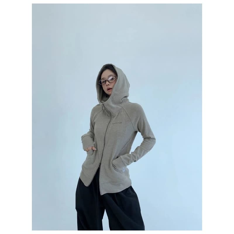 가을 종이 사람들 얇은 스타일 몸매 가꾸기 쇼트 스타일 후드 여성 코트 레트로 캐주얼 느긋한 니트 오픈 가디건 맨위 이미지 2
