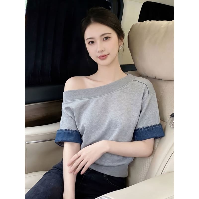 여름 반팔 티셔츠 여성 2026 년 새로운 고유 한 아름다운 아니요 명중 섹션 자이언트 잘 생긴 ~ 중 고급 사소한 작은 맨위 이미지 2