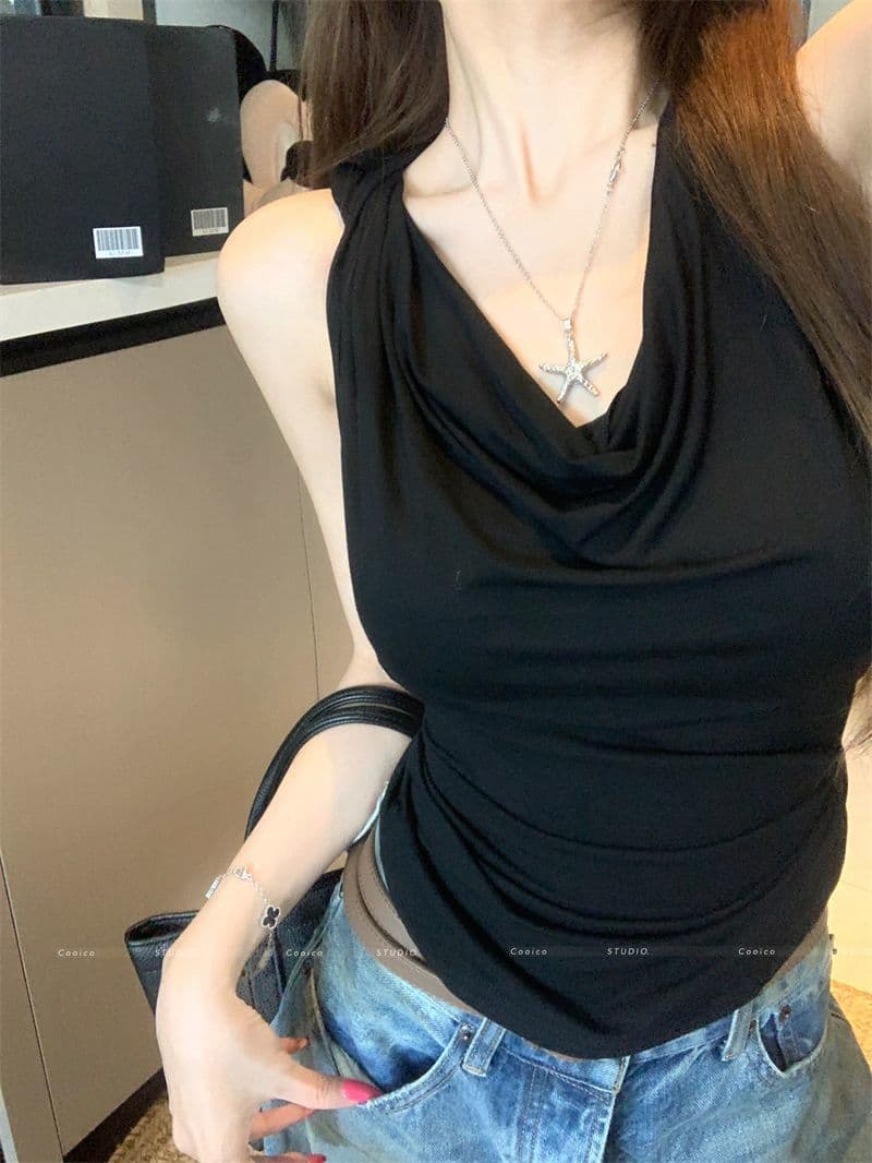 260 그램 사람들 면 레이스 조각 흔들다 칼라 행침 목 캐미솔 여름 민소매 외출용 순수한 욕망 바람 맨위 상세 이미지 15