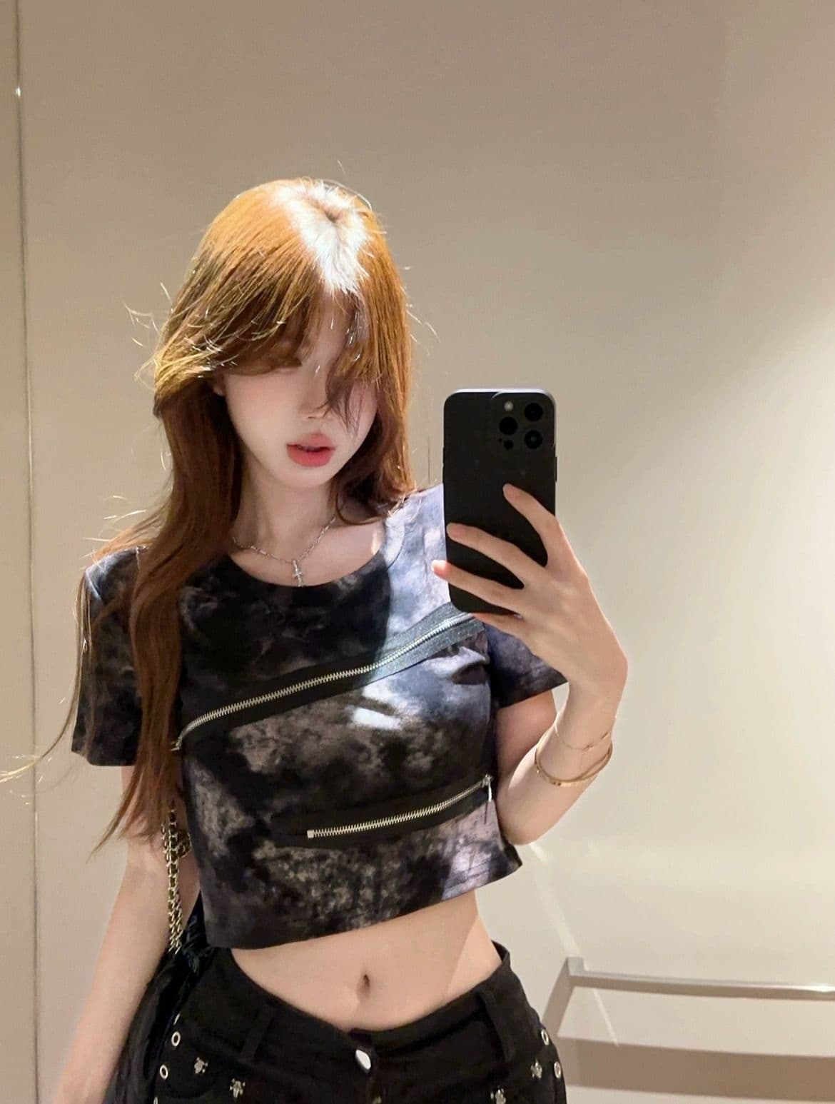210 그램 40 좋은 면 당겨서 긍정적 인 어깨 반팔 티셔츠 여성 레트로 작은 대중 몸매 가꾸기 핫걸 작 은 흐름 헤일로 염료에 의류 여성 상세 이미지 6