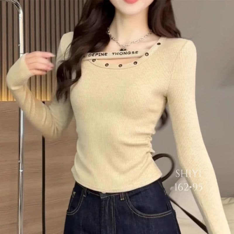 원본 솜씨 한국 스타일 이른 가을 고급 센스 긴팔 티셔츠 여성 2026 새로운 몸매 가꾸기 슬림해 보이는 기본 셔츠 맨위 상세 이미지 5