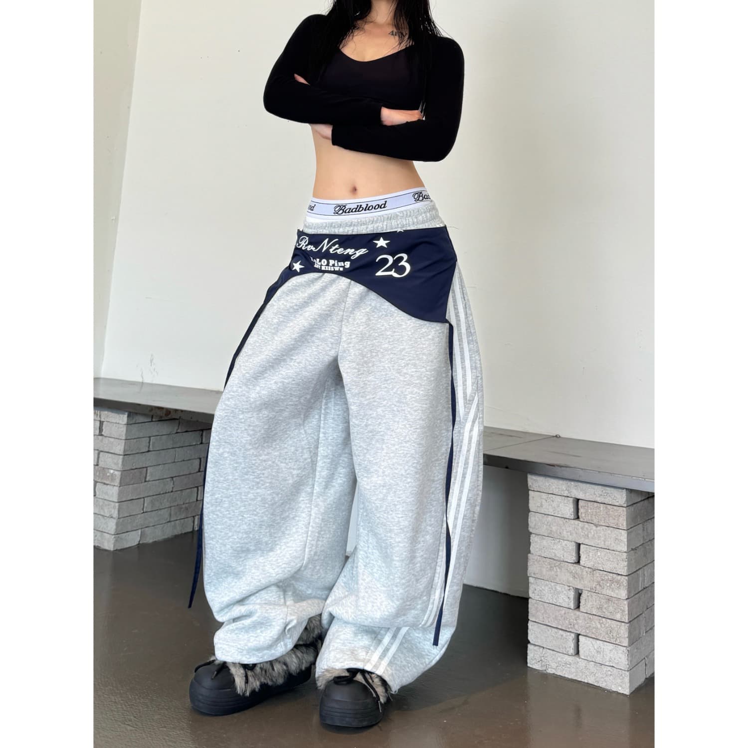 매운맛 ~까지 열사병 가을 겨울 아메리칸 레트로 스트리트 댄스 핫걸 바람 랩스커트팬츠 워크웨어 모통이 칼 웨이 바지 루즈핏 캐주얼 와이드 레그 팬츠