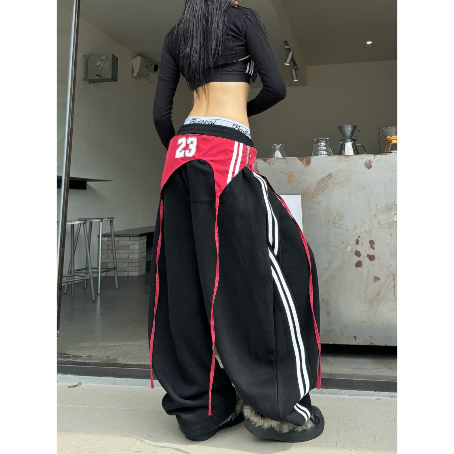 매운맛 ~까지 열사병 가을 겨울 아메리칸 레트로 스트리트 댄스 핫걸 바람 랩스커트팬츠 워크웨어 모통이 칼 웨이 바지 루즈핏 캐주얼 와이드 레그 팬츠 이미지 4