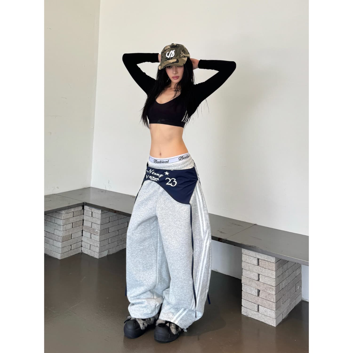 매운맛 ~까지 열사병 가을 겨울 아메리칸 레트로 스트리트 댄스 핫걸 바람 랩스커트팬츠 워크웨어 모통이 칼 웨이 바지 루즈핏 캐주얼 와이드 레그 팬츠 이미지 5