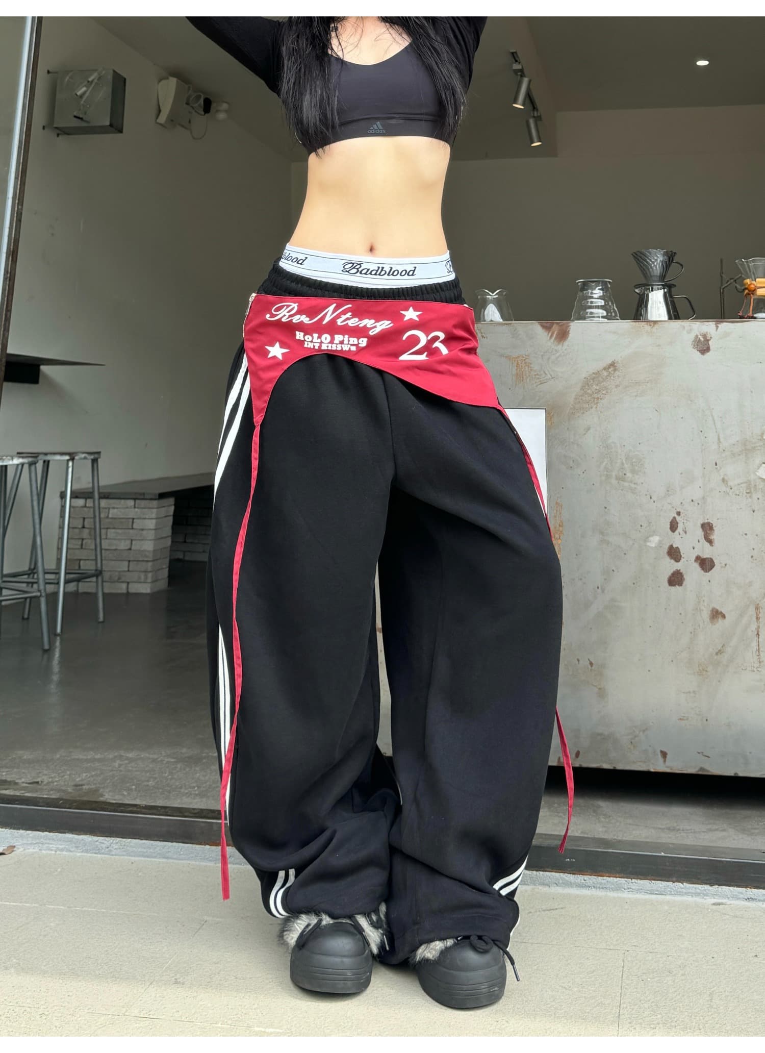매운맛 ~까지 열사병 가을 겨울 아메리칸 레트로 스트리트 댄스 핫걸 바람 랩스커트팬츠 워크웨어 모통이 칼 웨이 바지 루즈핏 캐주얼 와이드 레그 팬츠 상세 이미지 9