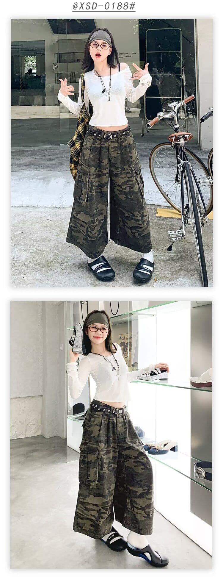 국가 트렌디 레트로 카모플라주 워크웨어 빅 포켓 넓은 다리가 짧다. 바지 아메리칸 거리 워싱 마 오래된 캐주얼 7부 바지 새로운 상세 이미지 9