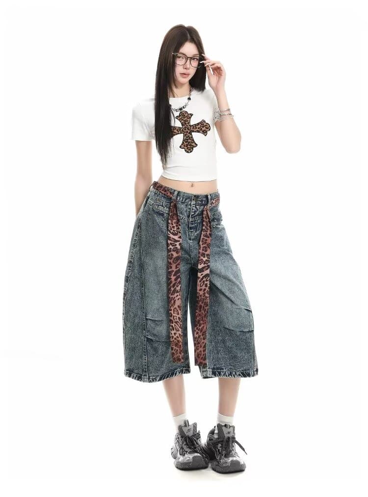 아메리칸 레트로 워싱 해체 모통이 칼 데님 7부 바지 남녀 거리 다용도 루즈핏 넓은 다리가 짧다. 바지 바지 트렌디 상세 이미지 19