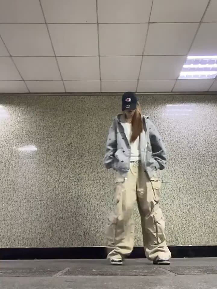 아메리칸 디자인 센스 기타 주머니 넓은 다리 워크웨어 팬츠 남녀 루즈핏 캐주얼 다용도 바닥 청소 긴 바지 상세 이미지 4