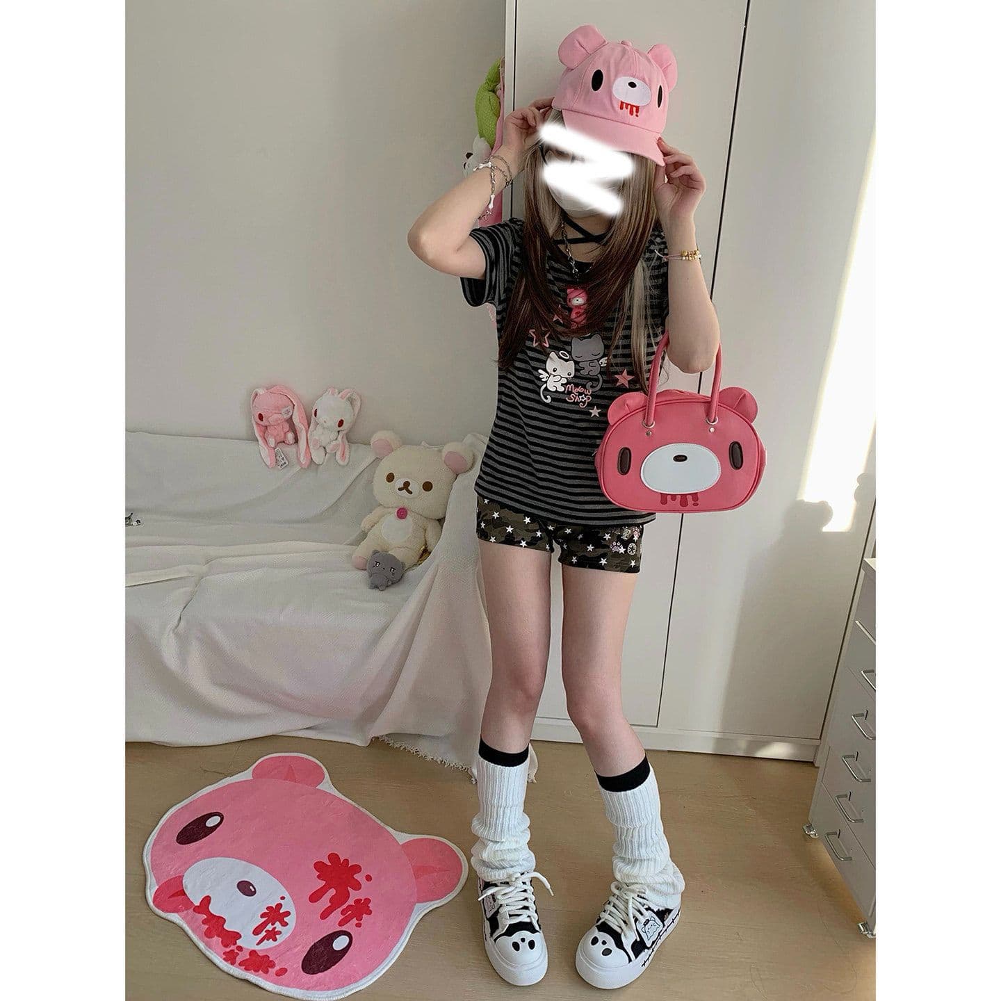 핫픽스 별 프린트 카모플라주 초단바지 귀여운 핫 바지 다용도 여름 운동 바지 이미지 4