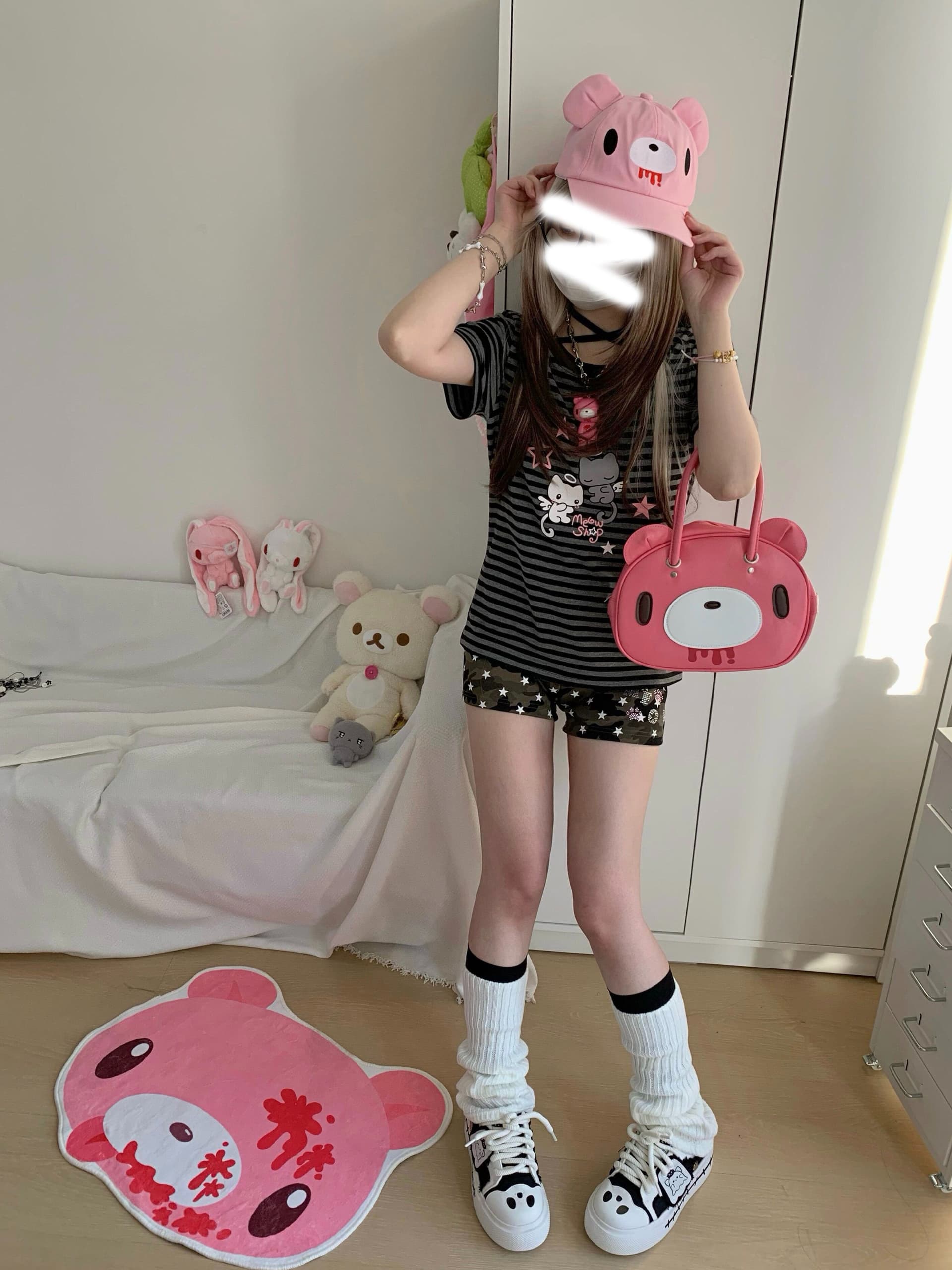 핫픽스 별 프린트 카모플라주 초단바지 귀여운 핫 바지 다용도 여름 운동 바지 상세 이미지 4