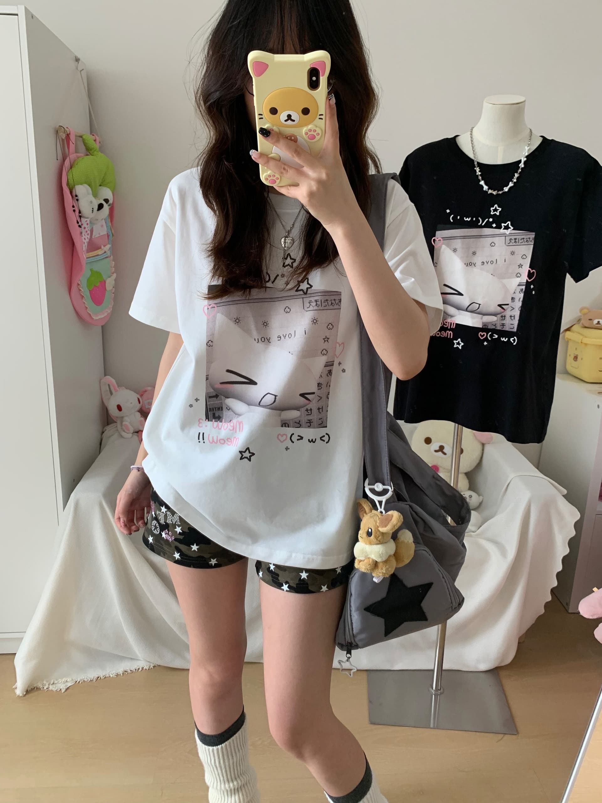 핫픽스 별 프린트 카모플라주 초단바지 귀여운 핫 바지 다용도 여름 운동 바지 상세 이미지 6
