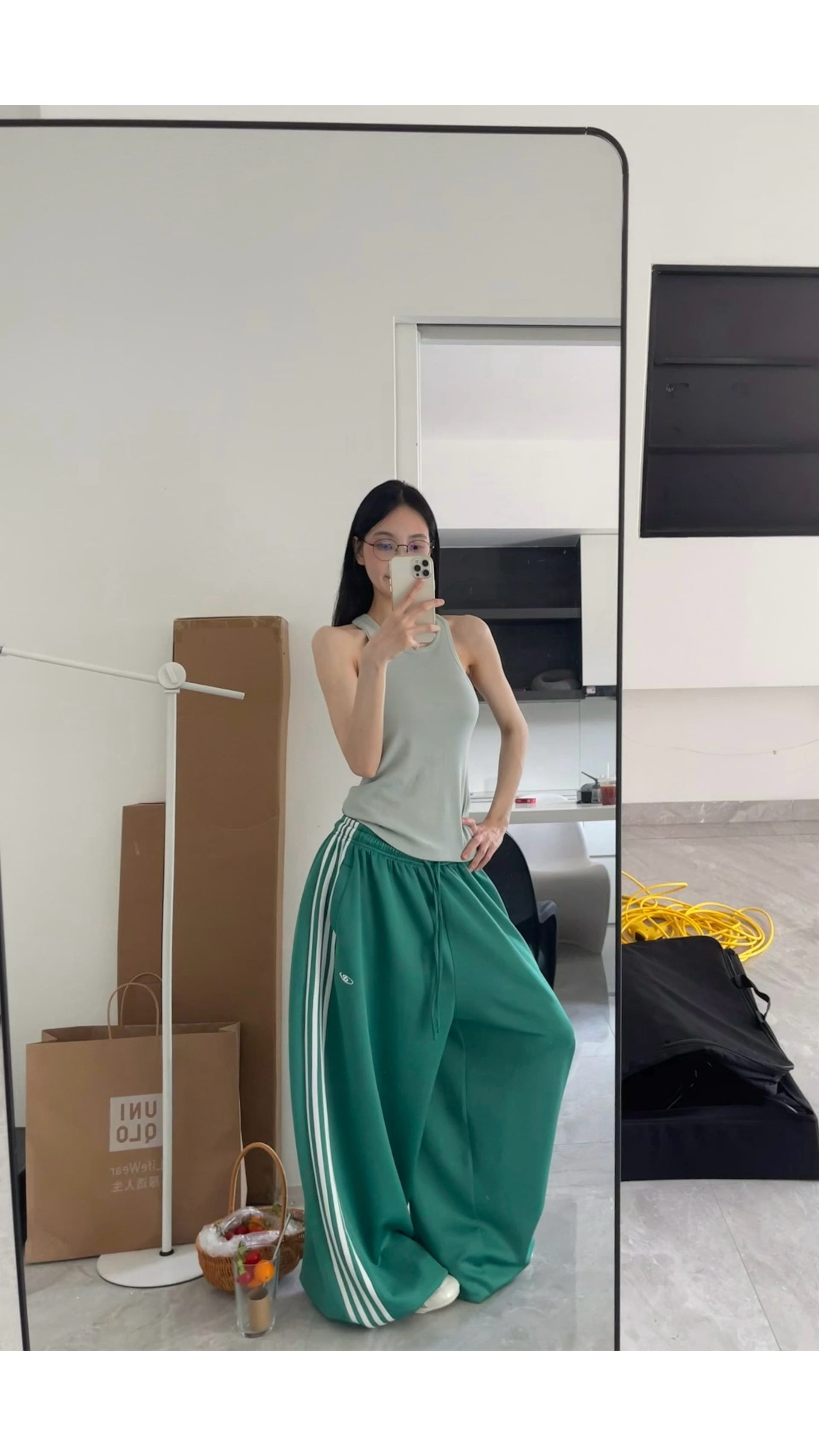 통기성 도루 센스 여름 얇은 스타일 레트로 느긋한 바람 바 기사 리본 패치워크 넓은 다리 재즈 춤추기 캐주얼 바지 상세 이미지 3