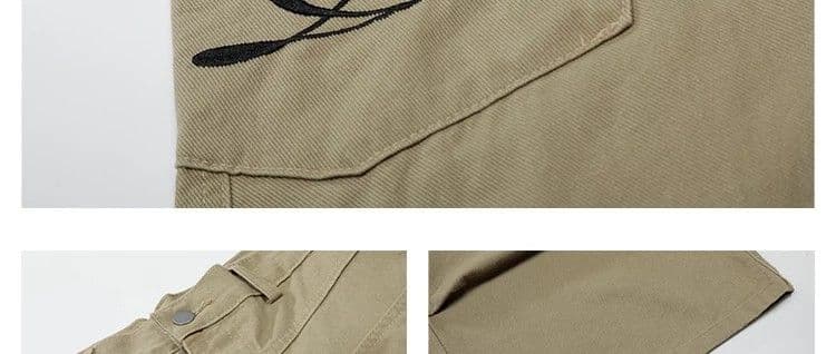 아메리칸 v 요소 자수 플리츠 디자인 센스 7부 바지 여성 여름 루즈핏 캐주얼 넓은 다리 워크웨어 바람 반바지 트렌디 상세 이미지 5