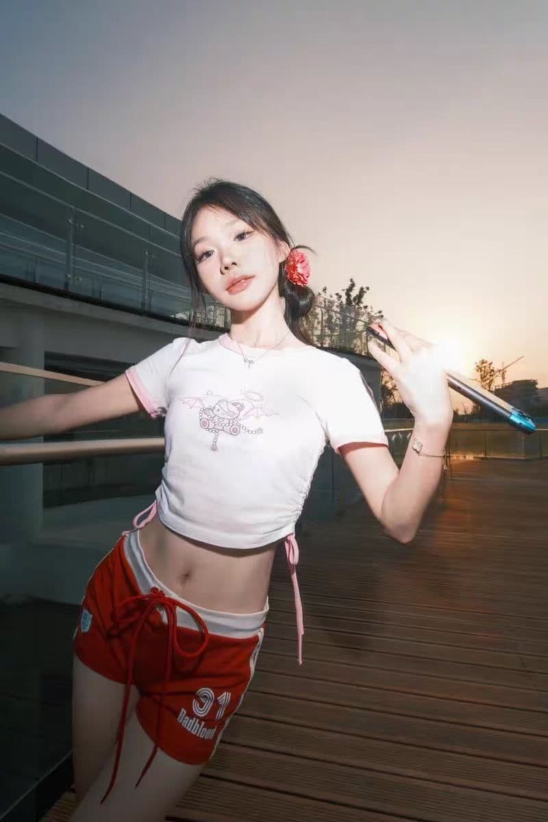 원본 솜씨 원본 원단 40 좋은 면 당겨 프레임 순면 아메리칸 핫걸 핫 바지 섹시함 로우 웨이스트 반바지 여성 여름 상세 이미지 8