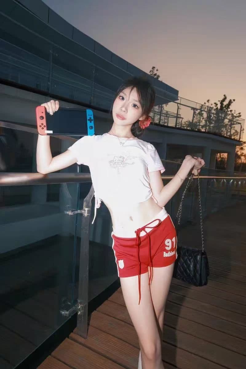 원본 솜씨 원본 원단 40 좋은 면 당겨 프레임 순면 아메리칸 핫걸 핫 바지 섹시함 로우 웨이스트 반바지 여성 여름 상세 이미지 9