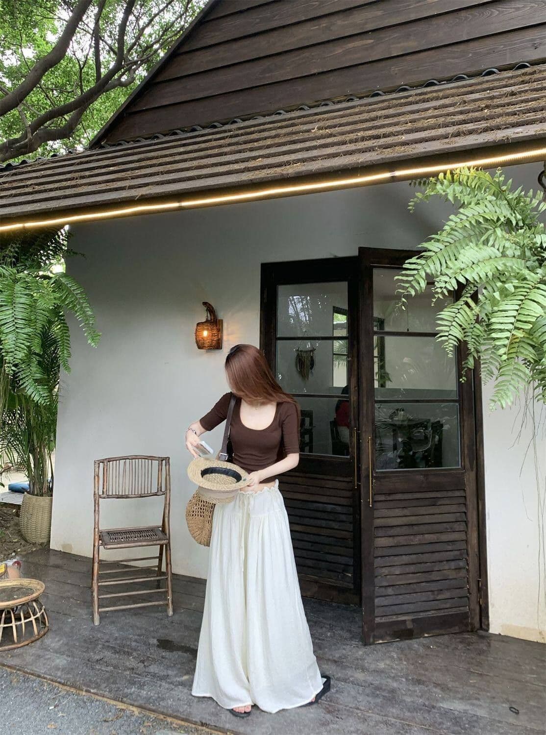 휴가 바람 핑크색 프릴 펌프 로프 하이웨이스트 캐주얼 바지 여성 여름 얇은 스타일 루즈핏 와이드 레그 팬츠 어린이 바닥 청소 긴 바지 상세 이미지 9