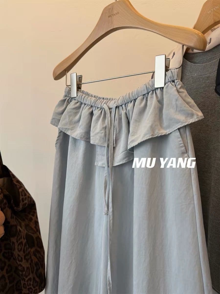 원본 원단 특별 빅 사이즈 300 근 얇은 스타일 작은 치마 모통이 칼 바지 여성 루즈핏 펌프 로프 캐주얼 바지 이미지 3