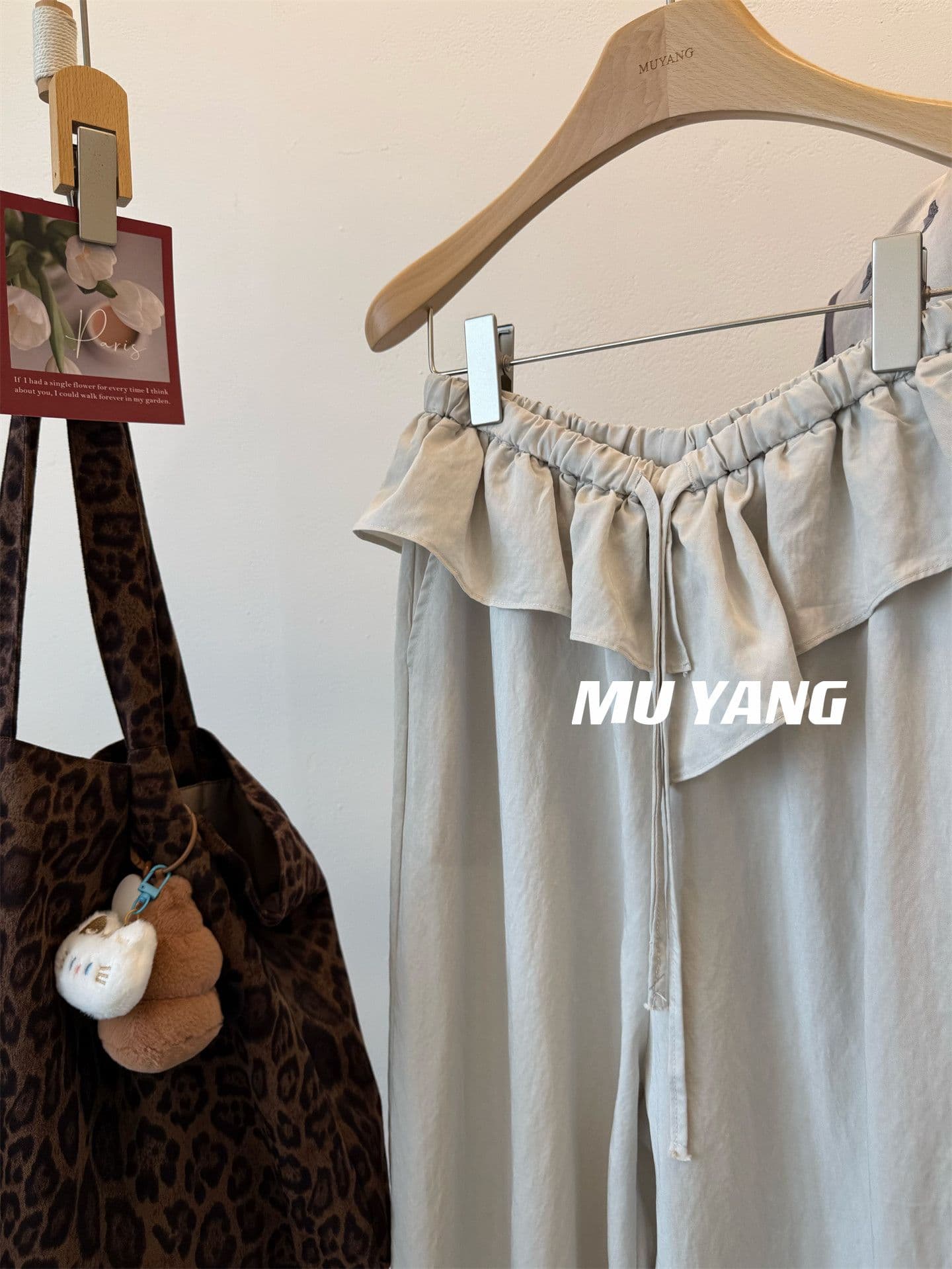 원본 원단 특별 빅 사이즈 300 근 얇은 스타일 작은 치마 모통이 칼 바지 여성 루즈핏 펌프 로프 캐주얼 바지 상세 이미지 1