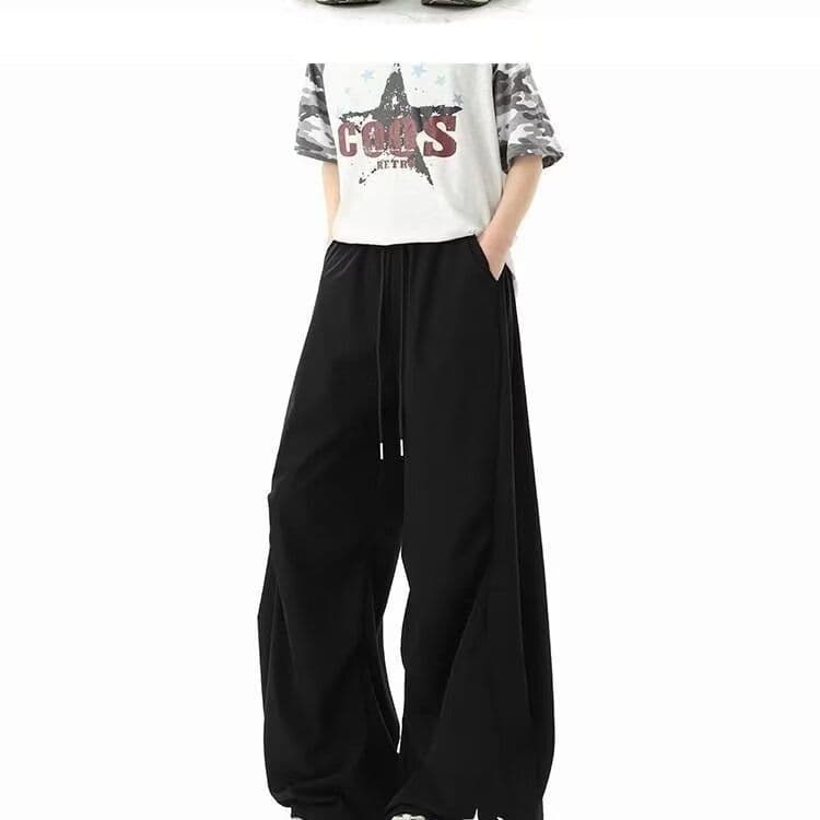 여름 새로운 워크웨어 팬츠 남녀 한국 스타일 다용도 하이웨이스트 루즈핏 펌프 로프 운동 루즈핏 캐주얼 넓은 다리 상세 이미지 7