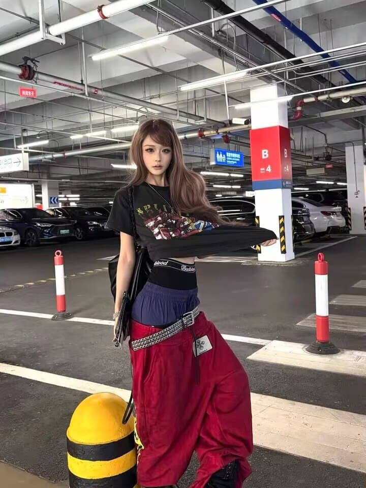 페이크 레이어드 프로필 모양 낙하산 병 워크웨어 팬츠 남녀 봄 가을 조수 브랜드 루즈핏 넓은 다리 캐주얼 바지 아메리칸 캐주얼 바지 상세 이미지 7