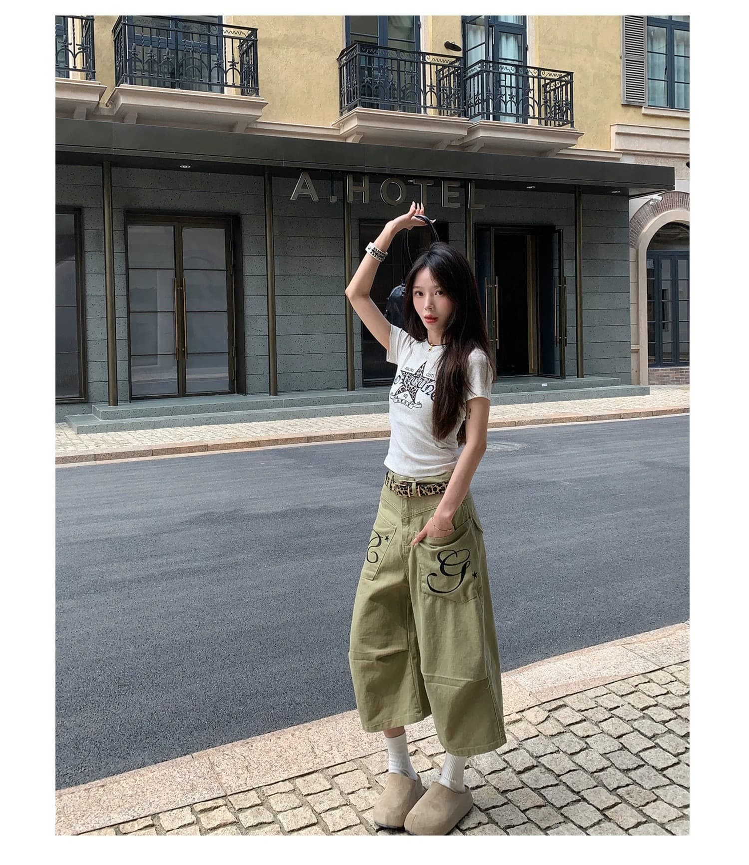 2026 여름 아메리칸 레트로 워크웨어 주머니 알파벳 프린트 7부 바지 루즈핏 다용도 반바지 상세 이미지 7