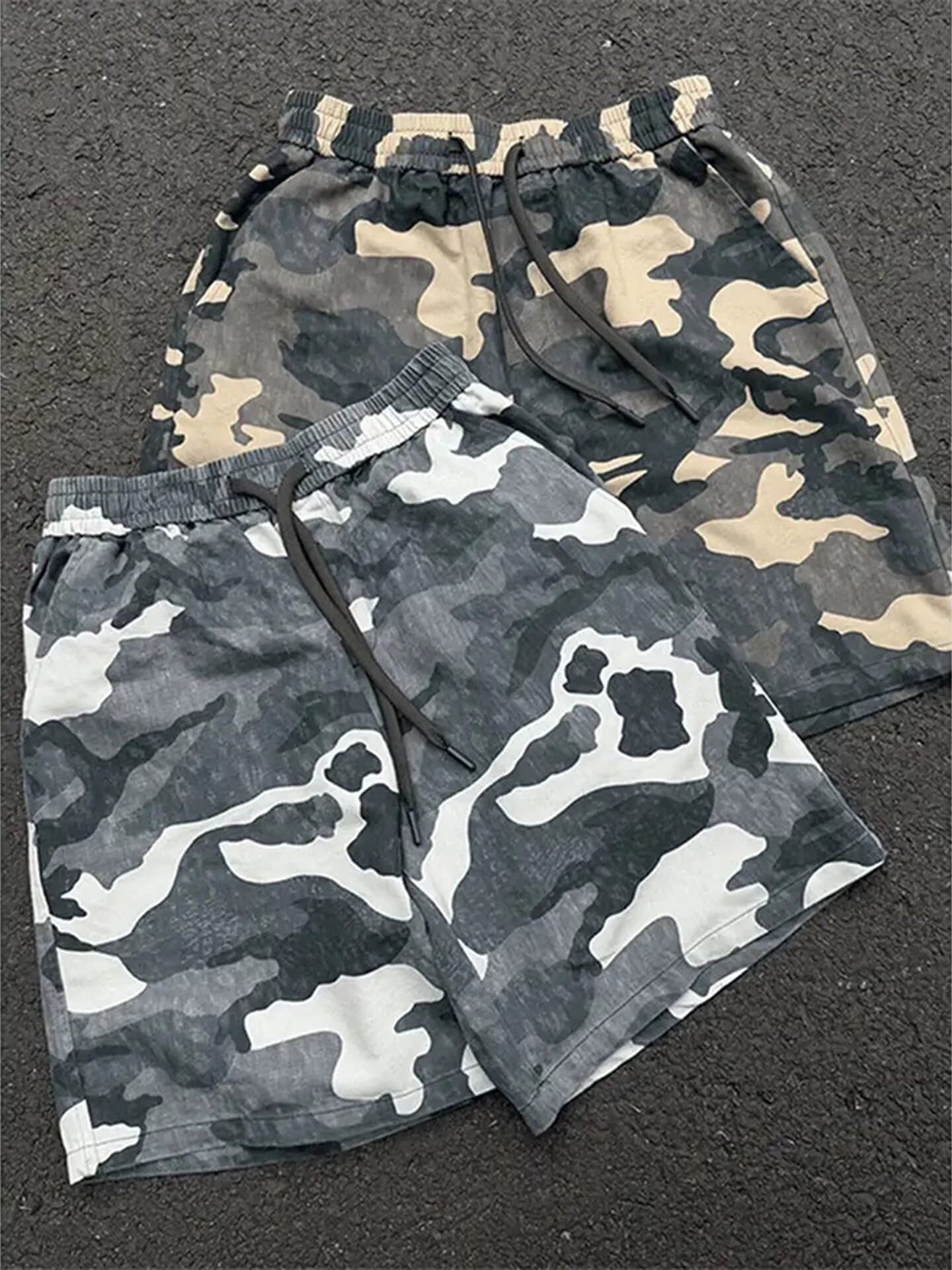 아메리칸 레트로 마 오래된 거친 가장자리 카모플라주 기타 주머니 워크웨어 육군 반바지 여름 캐주얼 루즈핏 조수 브랜드 오부 바지 상세 이미지 6