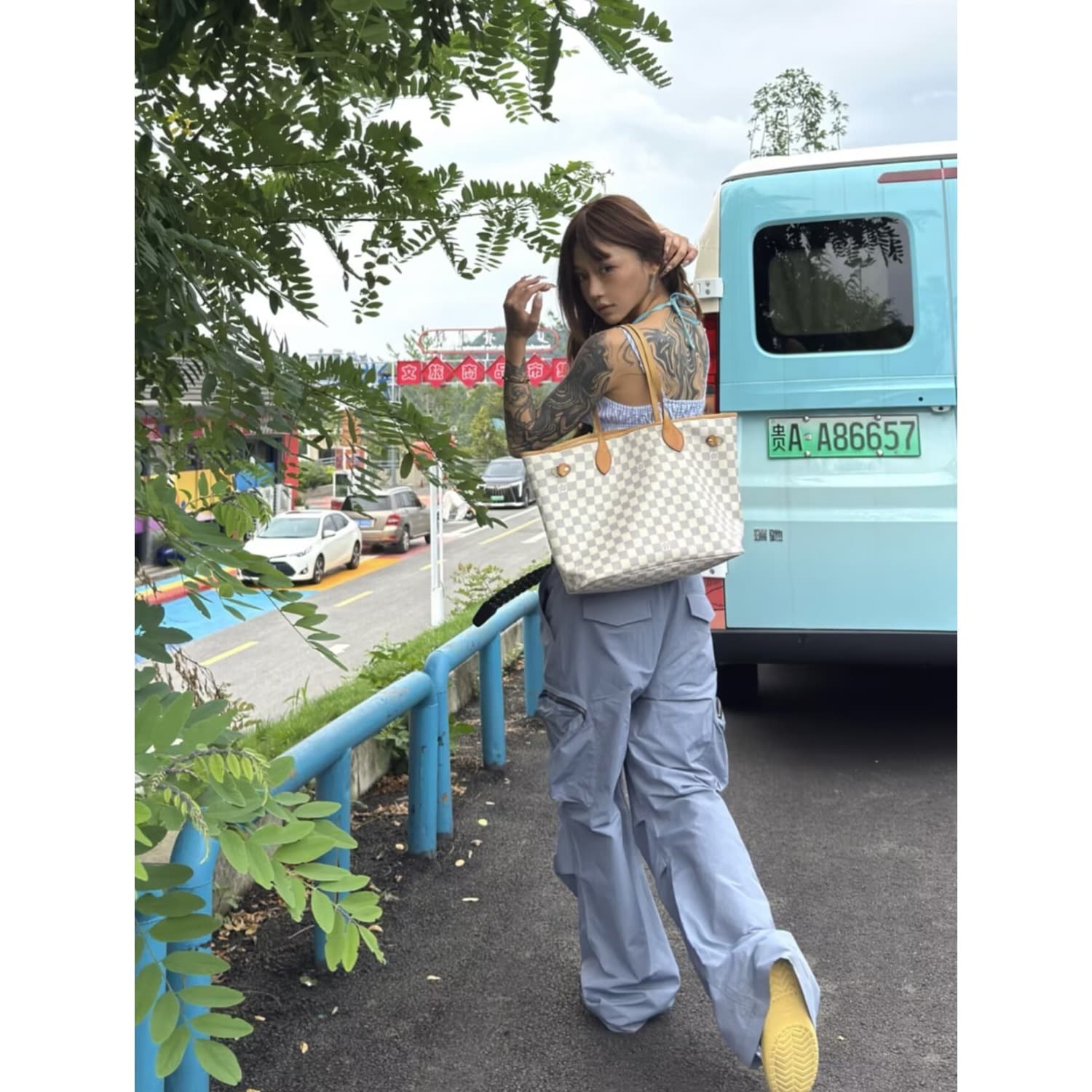 26ss 아메리칸 기능 나일론 지퍼 주머니 cargo 속도 건조한 캐주얼 바지 남자 거리 넓은 다리 루즈핏 긴 바지 이미지 5