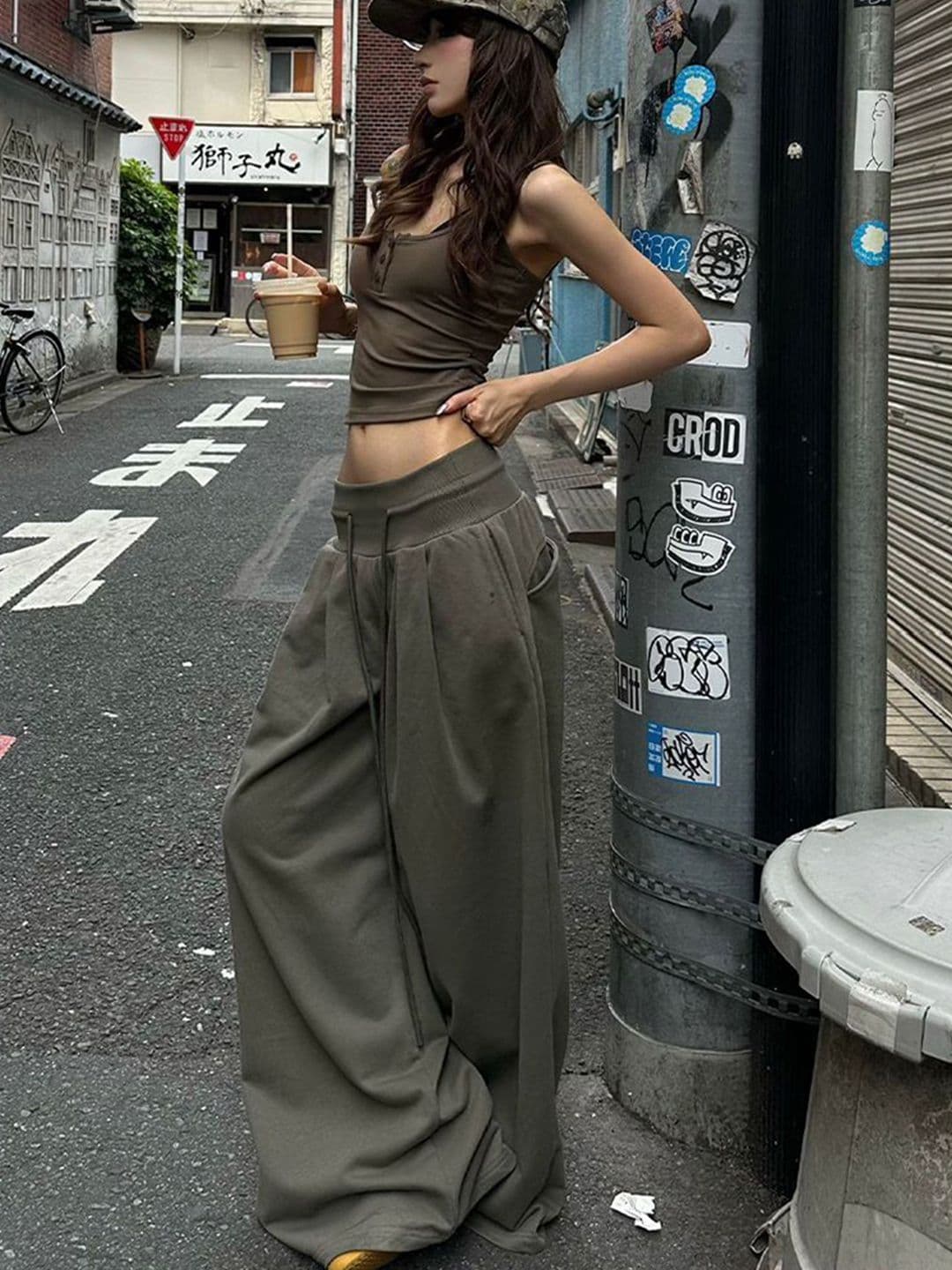 아메리칸 캐주얼 와이드 레깅스 바지 봄 가을 2026 새로운 로우 웨이스트 루즈핏 슬림해 보이는 캐주얼 스트레이트 운동 웨이 바지 긴 바지 이미지 4