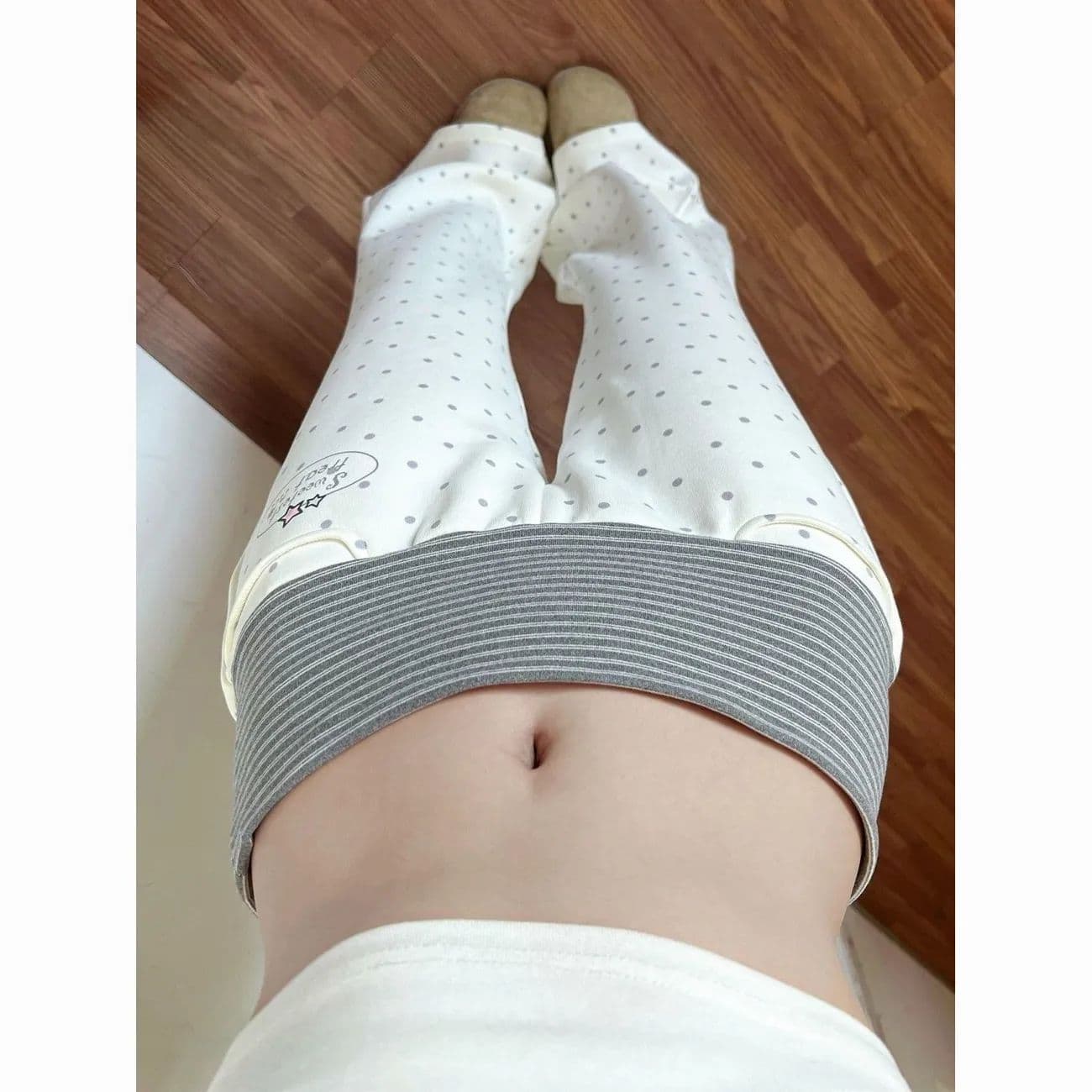 아메리칸 레트로 도트 무늬 캐주얼 바지 여성 고급 센스 배색 패치워크 여름 새로운 착용 가져 가라. 작은 키 부츠컷 바지 이미지 4