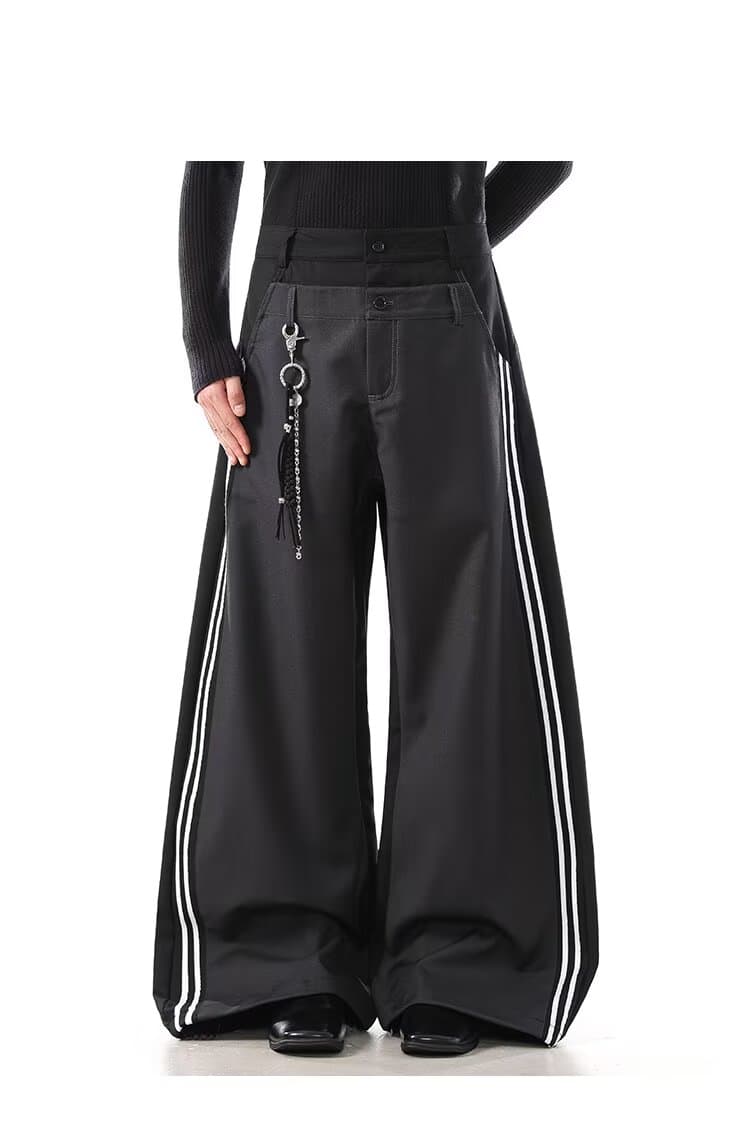 2026 아메리칸 레트로 더블 허리 머리 패치워크 모통이 칼 캐주얼 바지 다용도 루즈핏 롱 바지 남자 상세 이미지 9