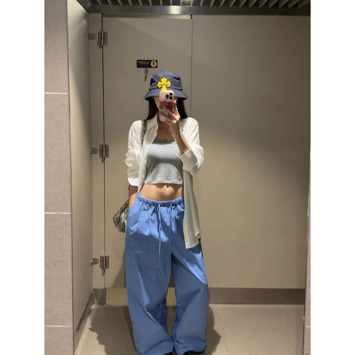 좋은 품질 항저우 목화 패브릭 있음 펌프 로프 톰 글 래 원인 블루 넓은 다리 캐주얼 바지 여성 여름 바닥 청소 바지 긴 바지 이미지 5