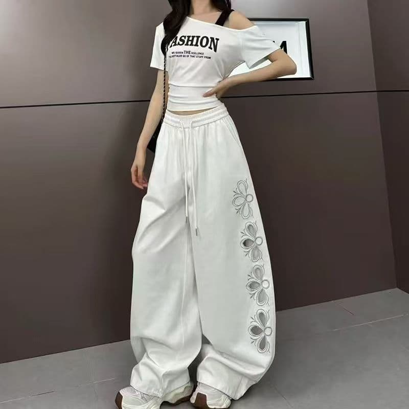 순면 은사 무거운 작업 자수 홀로우 아웃 새로운 캐주얼 바지 할란 모통이 칼 바지 상세 이미지 2