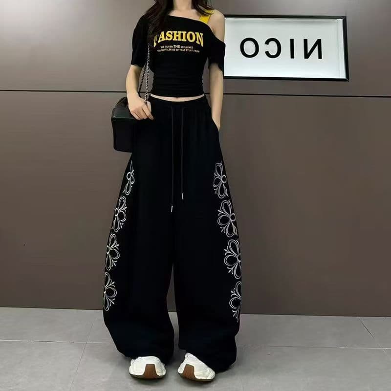 순면 은사 무거운 작업 자수 홀로우 아웃 새로운 캐주얼 바지 할란 모통이 칼 바지 상세 이미지 12