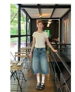 여름 새로운 높음 거리 레트로 워싱 스트레이트 청바지 여성 디자인 센스 루즈핏 도루 센스 하이웨이스트 넓은 다리 7부 바지 상세 이미지 12