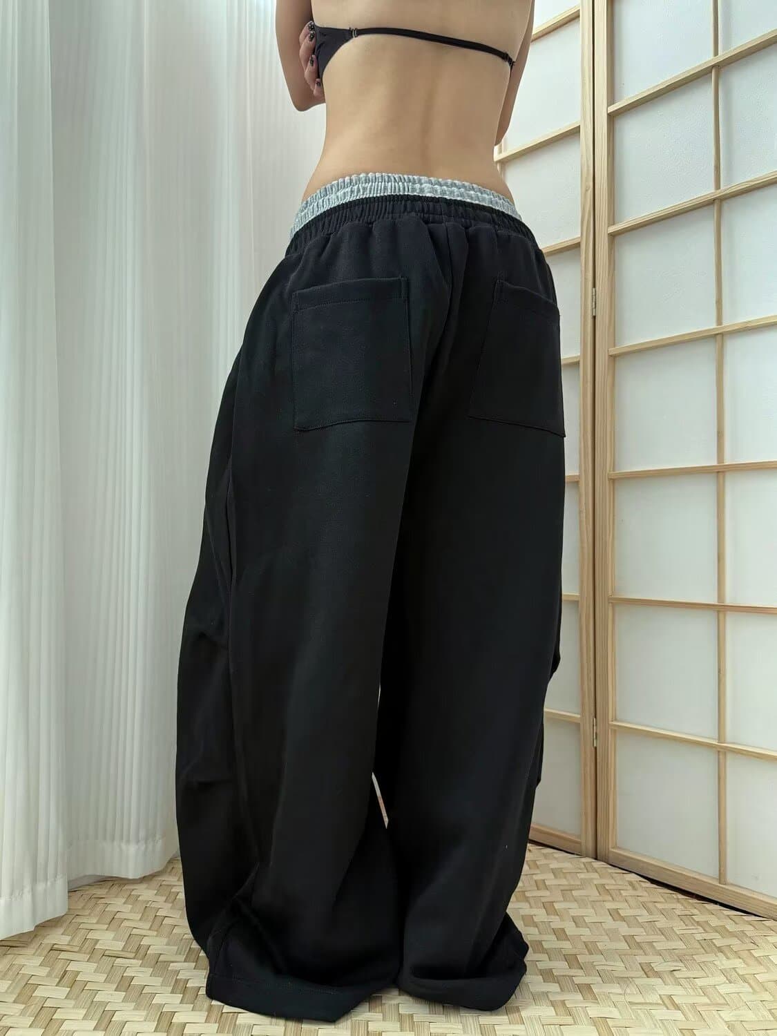 운동 모통이 칼 바지 봄 가을 2026 새로운 하이웨이스트 표지 십자가 슬림해 보이는 루즈핏 아메리칸 바나나 넓은 다리 낫 웨이 바지 상세 이미지 7