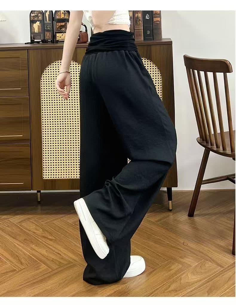 파란색 도루 센스 뒤집다 허리 와이드 레그 팬츠 아이들 2026 여름 새로운 루즈핏 슬림해 보이는 느긋한 도루 센스 스트레이트 캐주얼 바지 상세 이미지 16