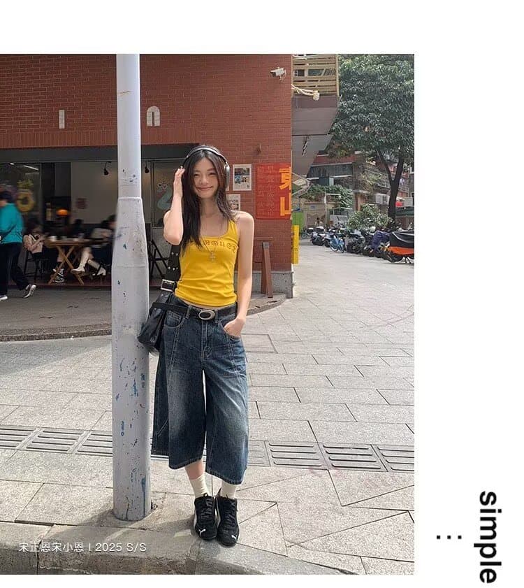 아메리칸 레트로 블랙 회색 데님 바지 여성 여름 새로운 하이웨이스트 작은 키 스트레이트 와이드 레그 팬츠 7 점 바지 상세 이미지 7