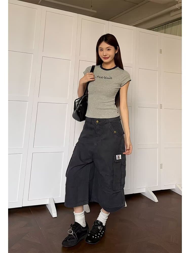 높은 품질 워싱 면 워크웨어 7 점 반바지 카키 진한 파란색 m-2x 상세 이미지 13