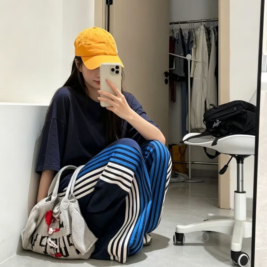 조수 브랜드 레트로 스트라이프 스트레이트 캐주얼 바지 남녀 거리 루즈핏 트렌드 다용도 루즈핏 캐주얼 도루 센스 긴 바지 이미지 4