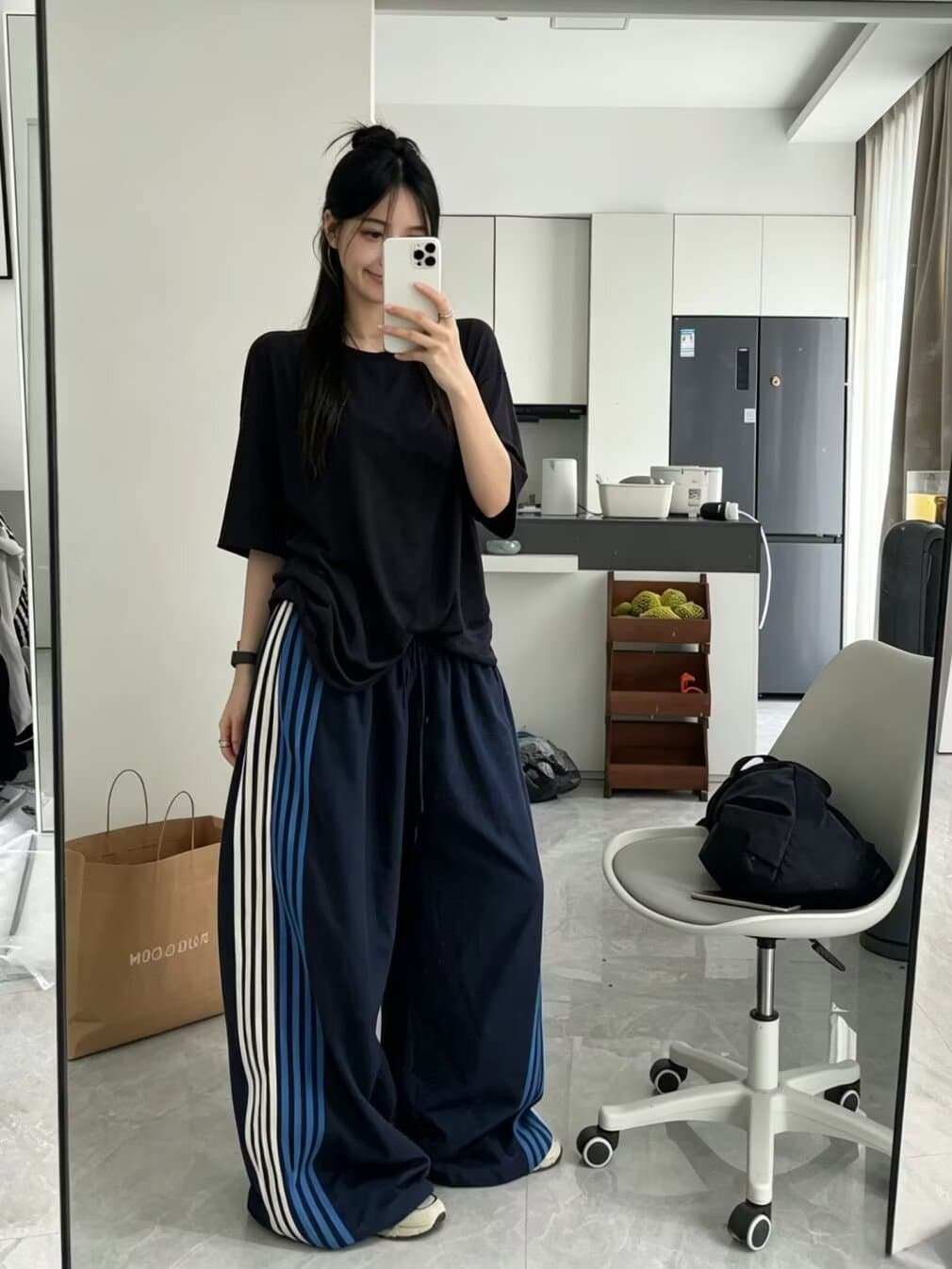 조수 브랜드 레트로 스트라이프 스트레이트 캐주얼 바지 남녀 거리 루즈핏 트렌드 다용도 루즈핏 캐주얼 도루 센스 긴 바지 상세 이미지 21