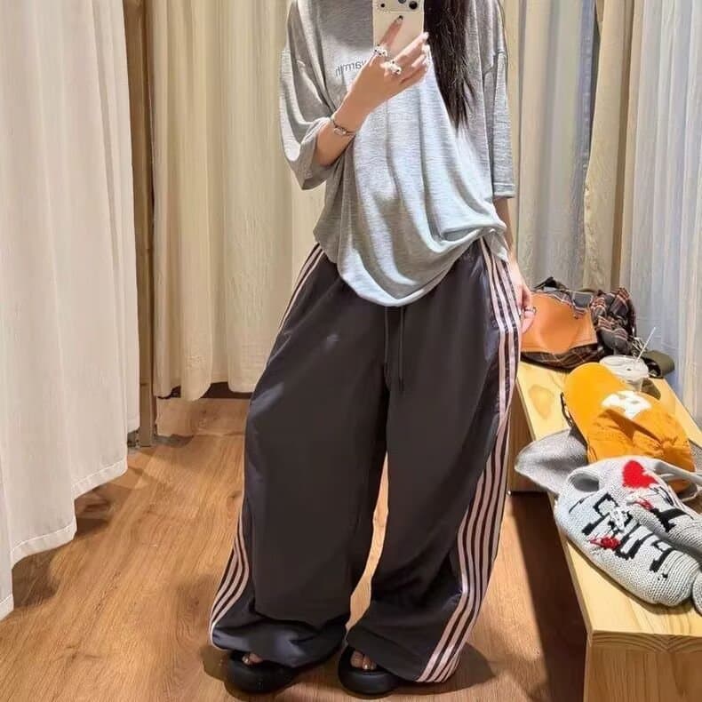 조수 브랜드 레트로 스트라이프 스트레이트 캐주얼 바지 남녀 거리 루즈핏 트렌드 다용도 루즈핏 캐주얼 도루 센스 긴 바지 상세 이미지 28