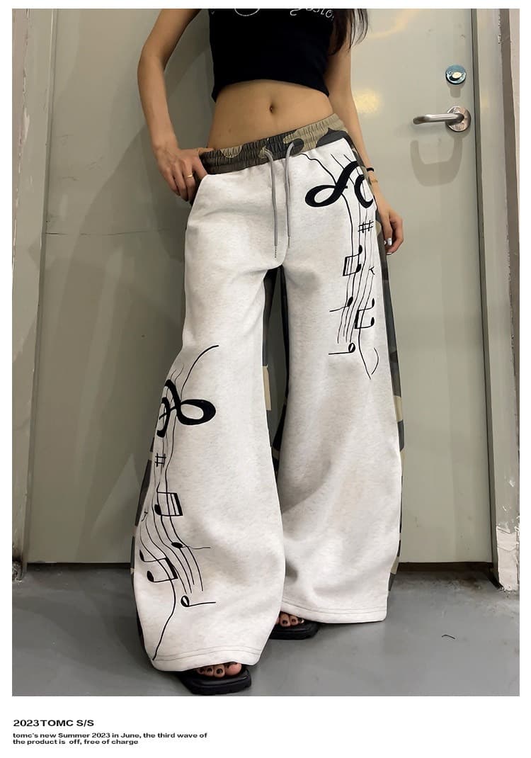 작은 대중 디자인 운동 바람 참고 자수 카모플라주 패치워크 캐주얼 웨이 바지 남녀 거리 다용도 루즈핏 캐주얼 바지 상세 이미지 9