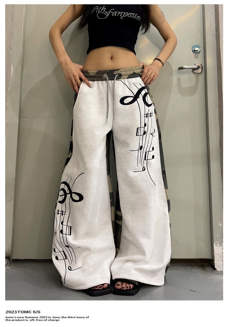 작은 대중 디자인 운동 바람 참고 자수 카모플라주 패치워크 캐주얼 웨이 바지 남녀 거리 다용도 루즈핏 캐주얼 바지 상세 이미지 11