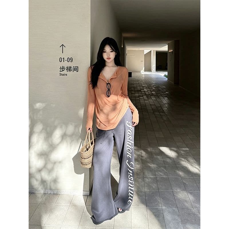 빅 사이즈 지방 mm 털 서클 면 넓은 다리 캐주얼 긴 바지 여성 여름 얇은 스타일 루즈핏 도루 센스 바닥 청소 바지 이미지 4