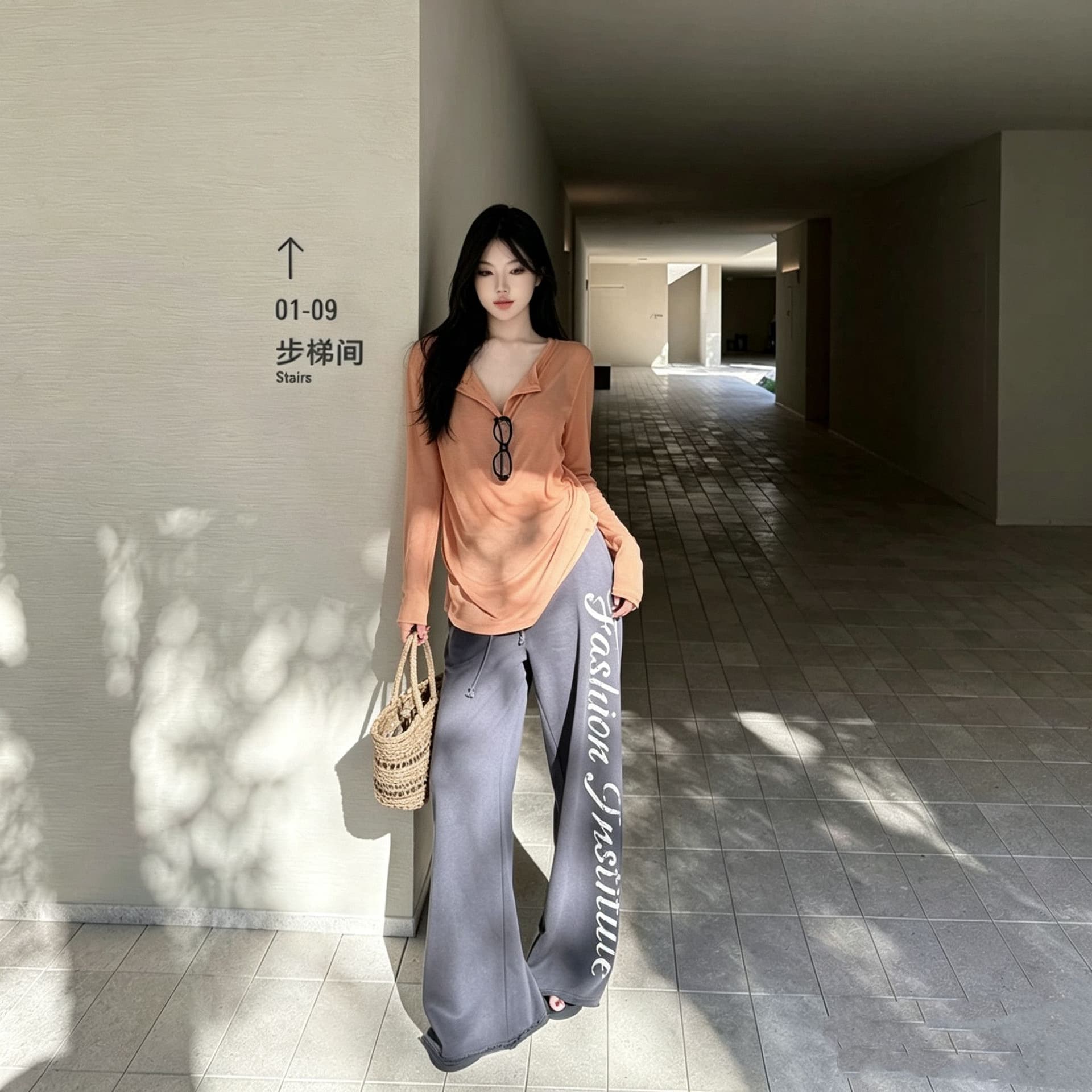 빅 사이즈 지방 mm 털 서클 면 넓은 다리 캐주얼 긴 바지 여성 여름 얇은 스타일 루즈핏 도루 센스 바닥 청소 바지 상세 이미지 11